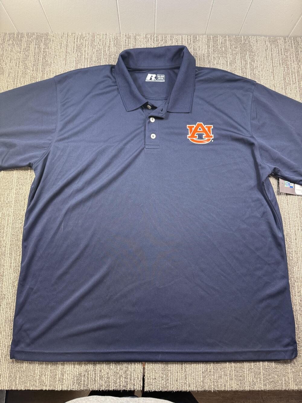 Auburn Tigers Polo Shirt Mens 2XL Blue NCAA Football Russell Short Sleeve